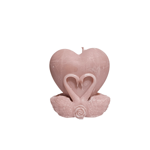 white-11057.1 Lumanare parfumata handmade, Inima cu lebede, ceara naturala, 8x8cm, roz