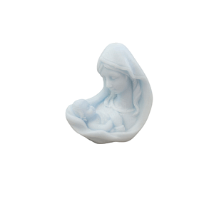 white-11060 Lumanare parfumata handmade, Mama si copilul, ceara naturala, 9x7cm, albastru